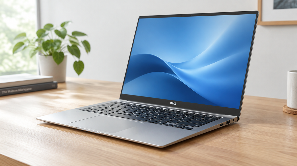 Dell Latitude 5520 Laptop auf einem Holzschreibtisch